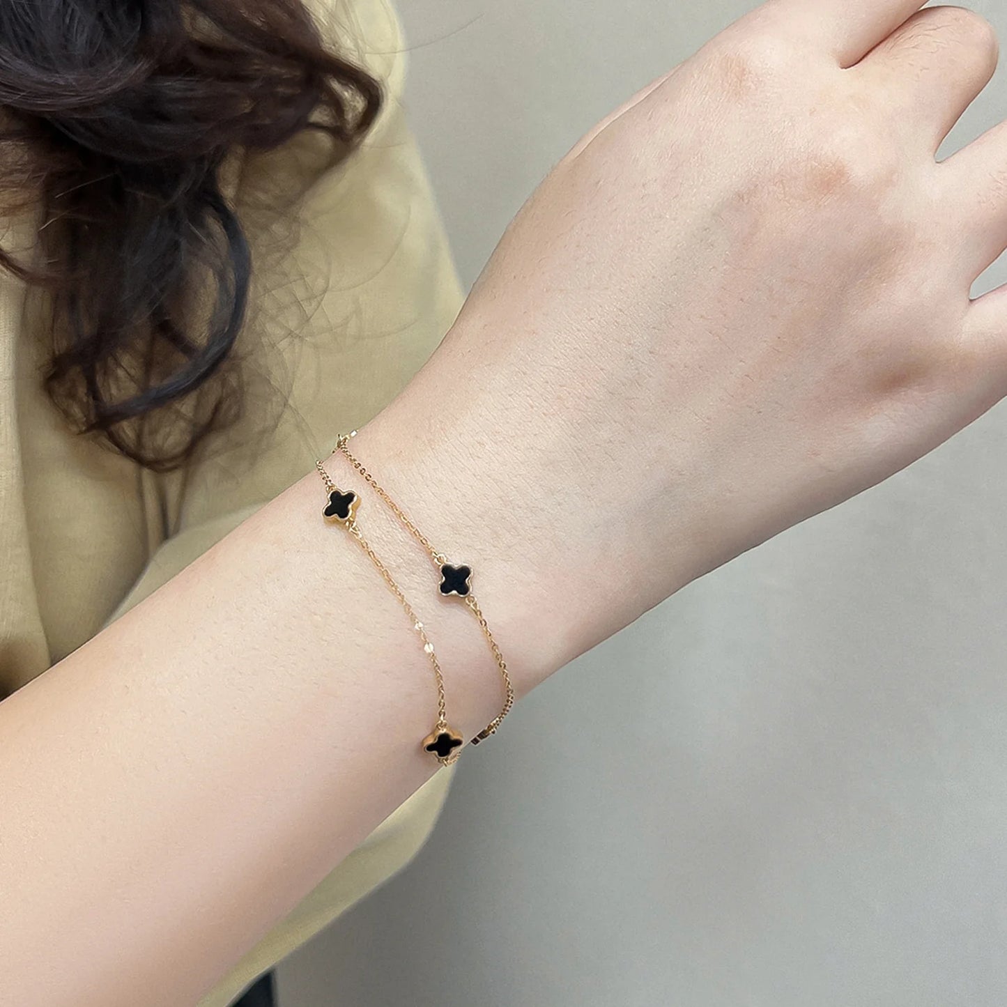 18K Gold Clover Trendy Bracelet