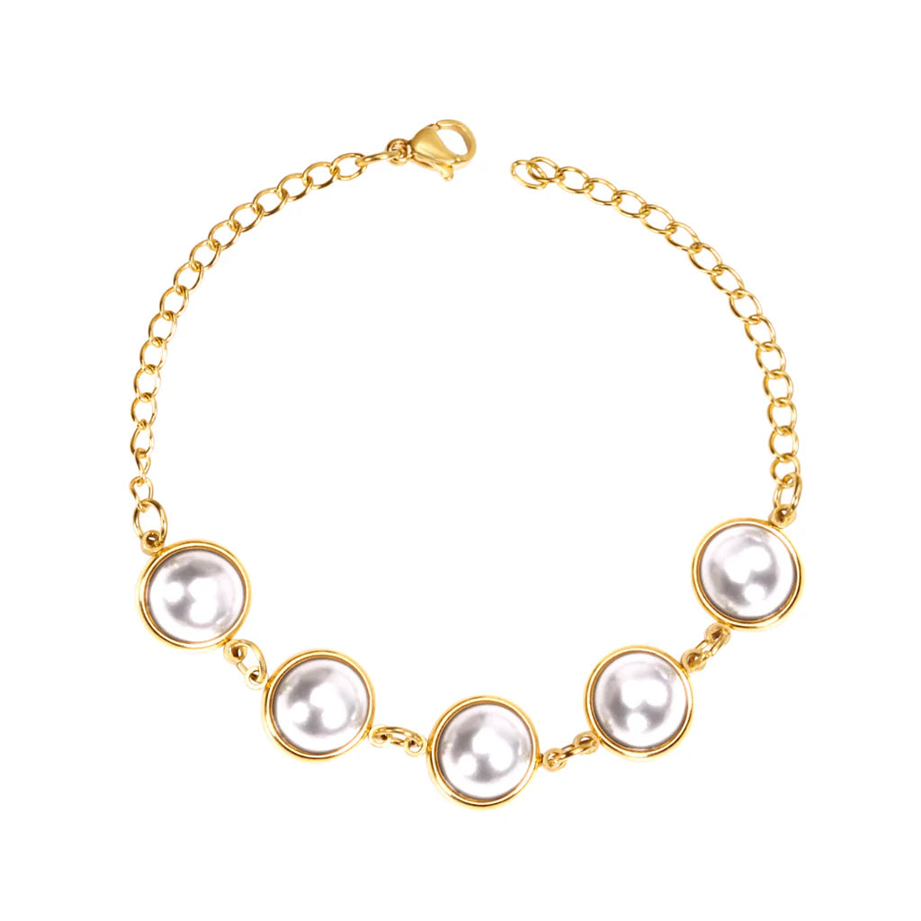 Golden White Pearl Bracelet