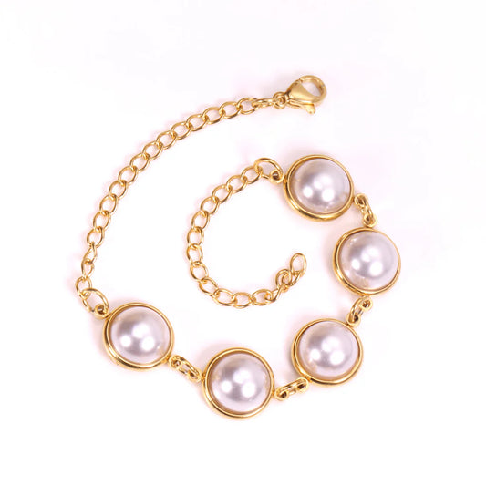 Golden White Pearl Bracelet