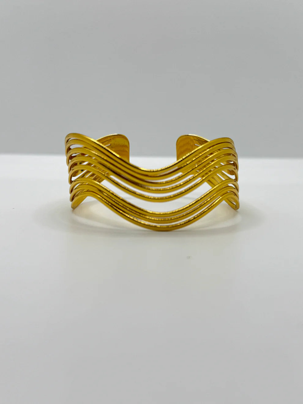 Multi-Strand Gold Wave Cuff Bracelet