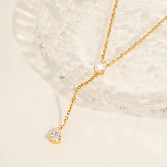Double Tear Lariat Necklace