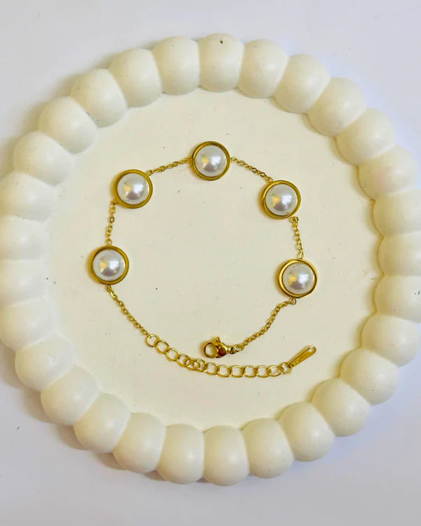 Golden White Pearl Bracelet