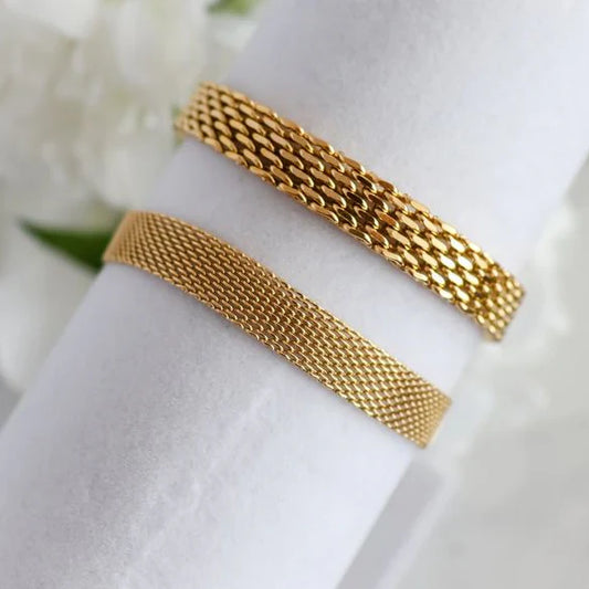 Golden Mesh & Link Bracelets - [Set of 2]