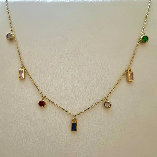 Multi stone charm necklace